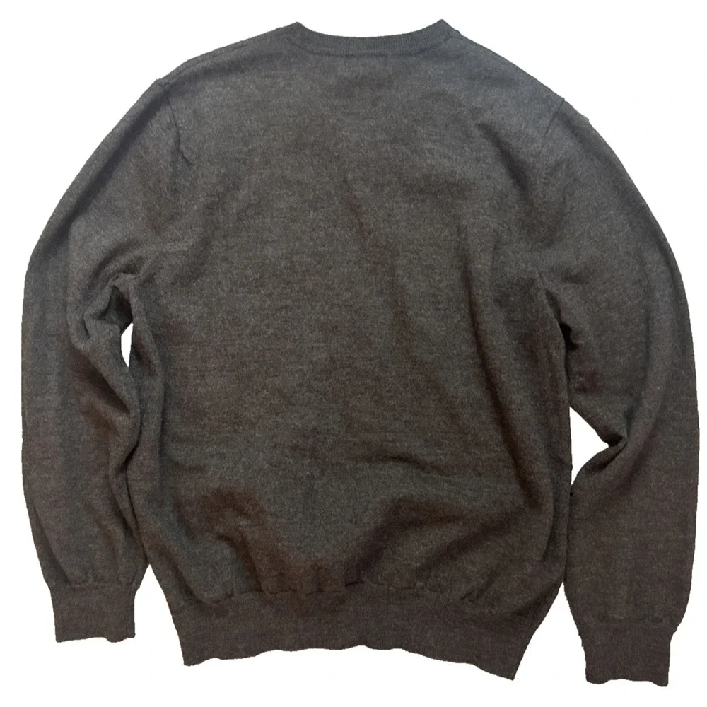 VTG Banana Republic Mens L 100% Merino Wool V-Neck Brown Pullover Knit Sweater